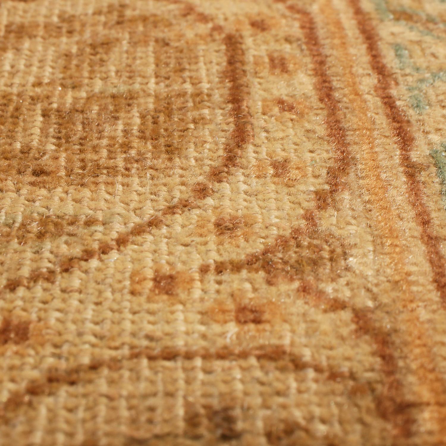 Mid-20th Century Vintage Qum Beige Brown Geometric-Floral Wool Persian Rug by Rug & Kilim For Sale