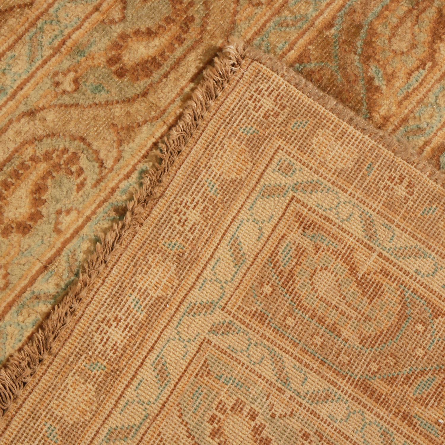 Vintage Qum Beige Brown Geometric-Floral Wool Persian Rug by Rug & Kilim For Sale 1