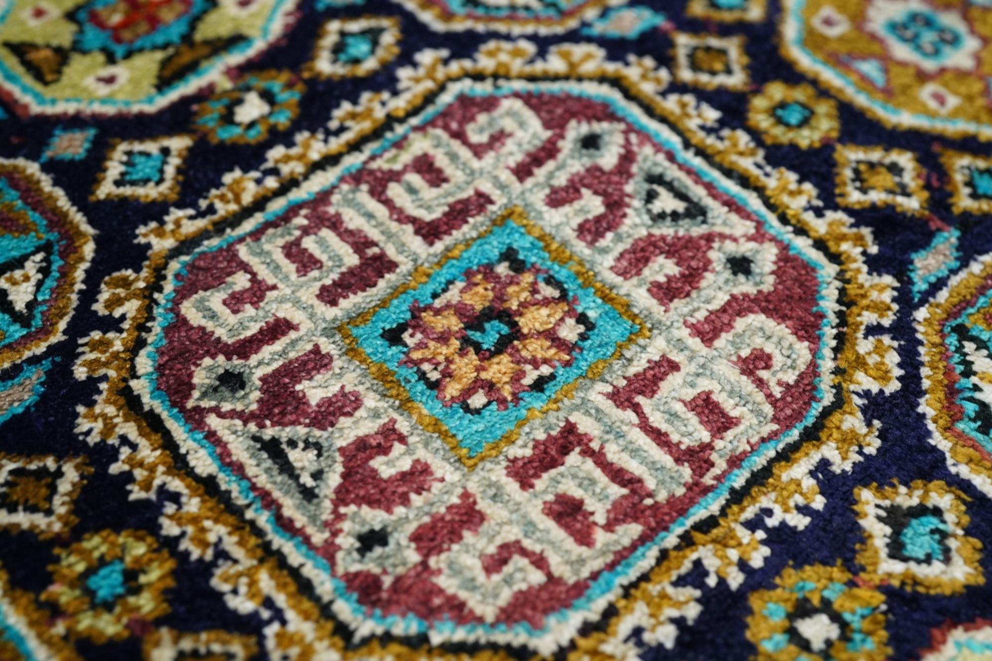 Extremely Fine Persian Silk Qum Rug 1'10'' x 2'10'' For Sale 4