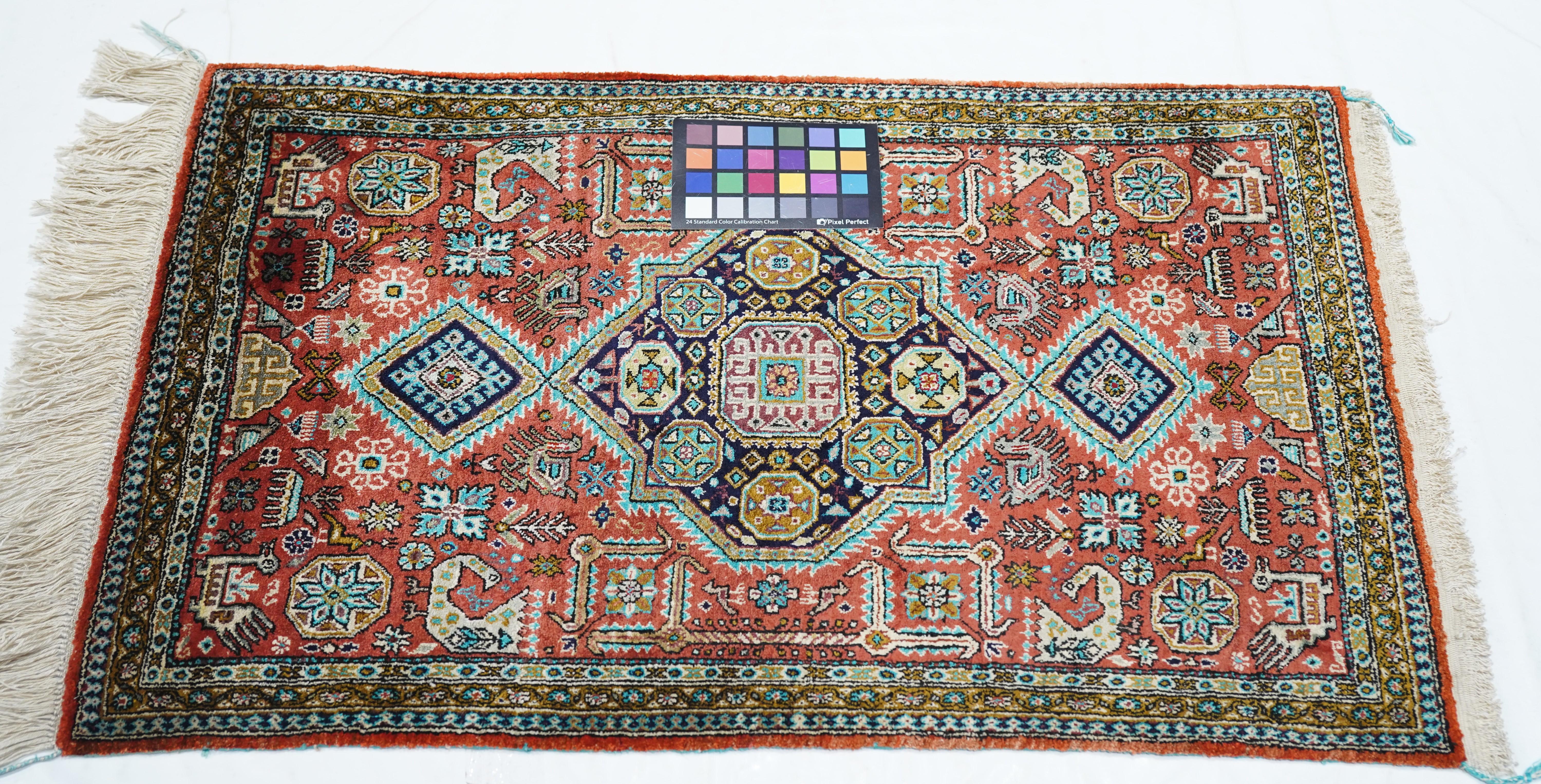 Extremely Fine Persian Silk Qum Rug 1'10'' x 2'10'' For Sale 5