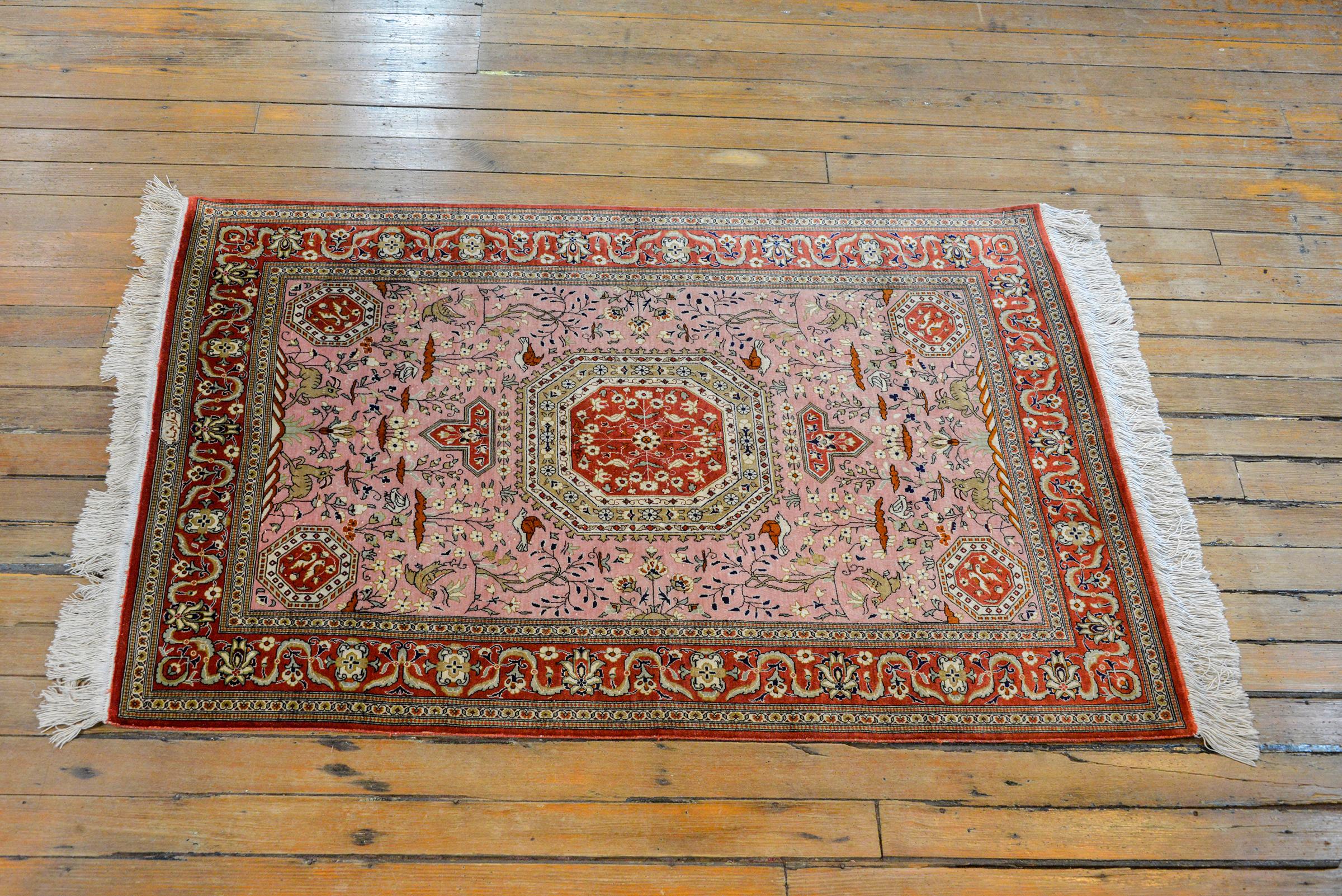 Vintage Qum Silk Rug For Sale 5
