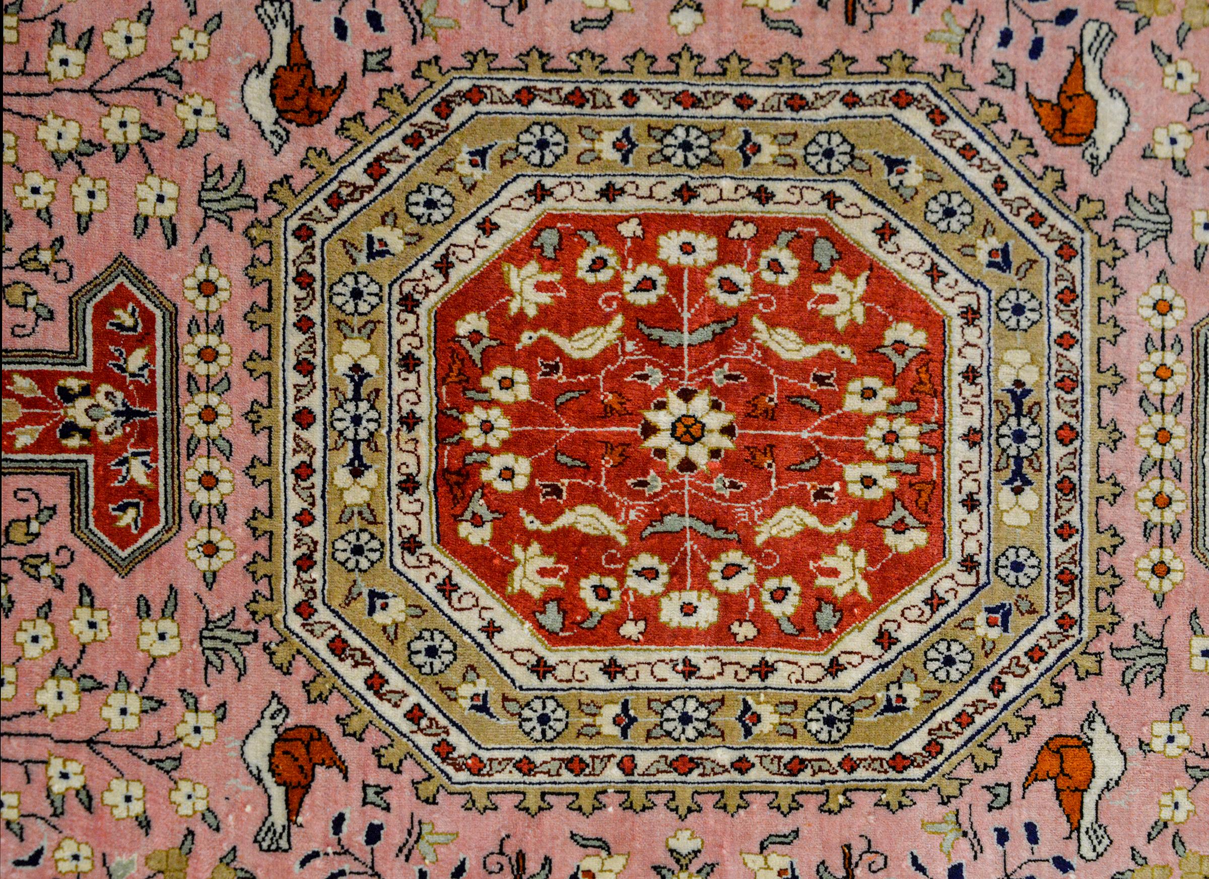 Vintage Qum Silk Rug In Good Condition For Sale In Chicago, IL