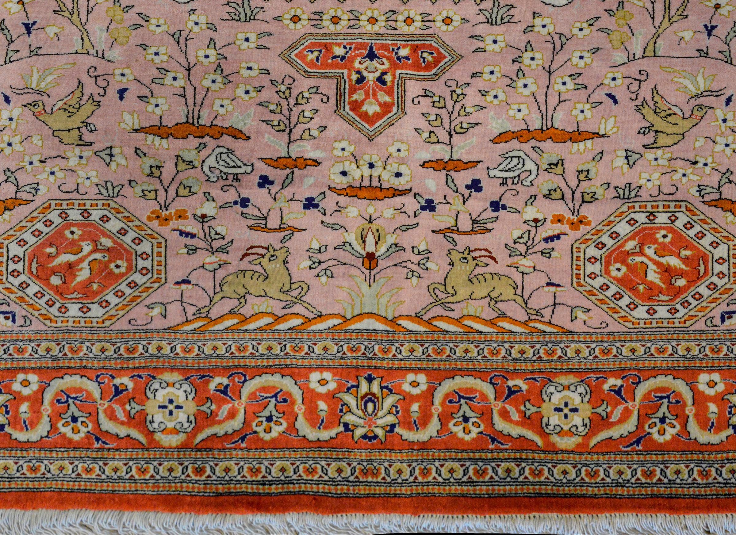 Vintage Qum Silk Rug For Sale 2