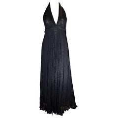 Vintage Quorum Black Lace Halter Neck Dress