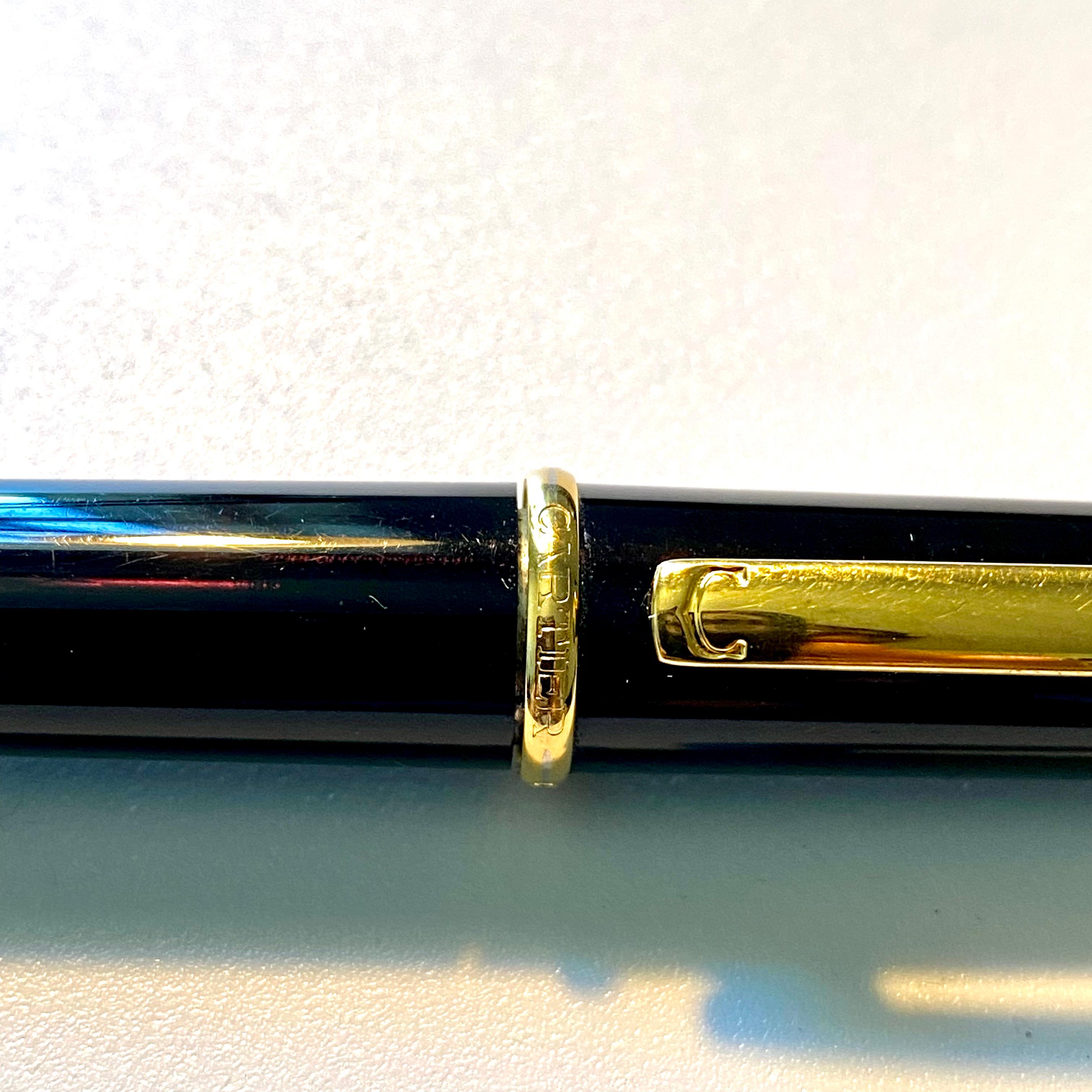 Contemporary Vintage R DE Cartier Black Composite Golden Finish Ballpoint Pen