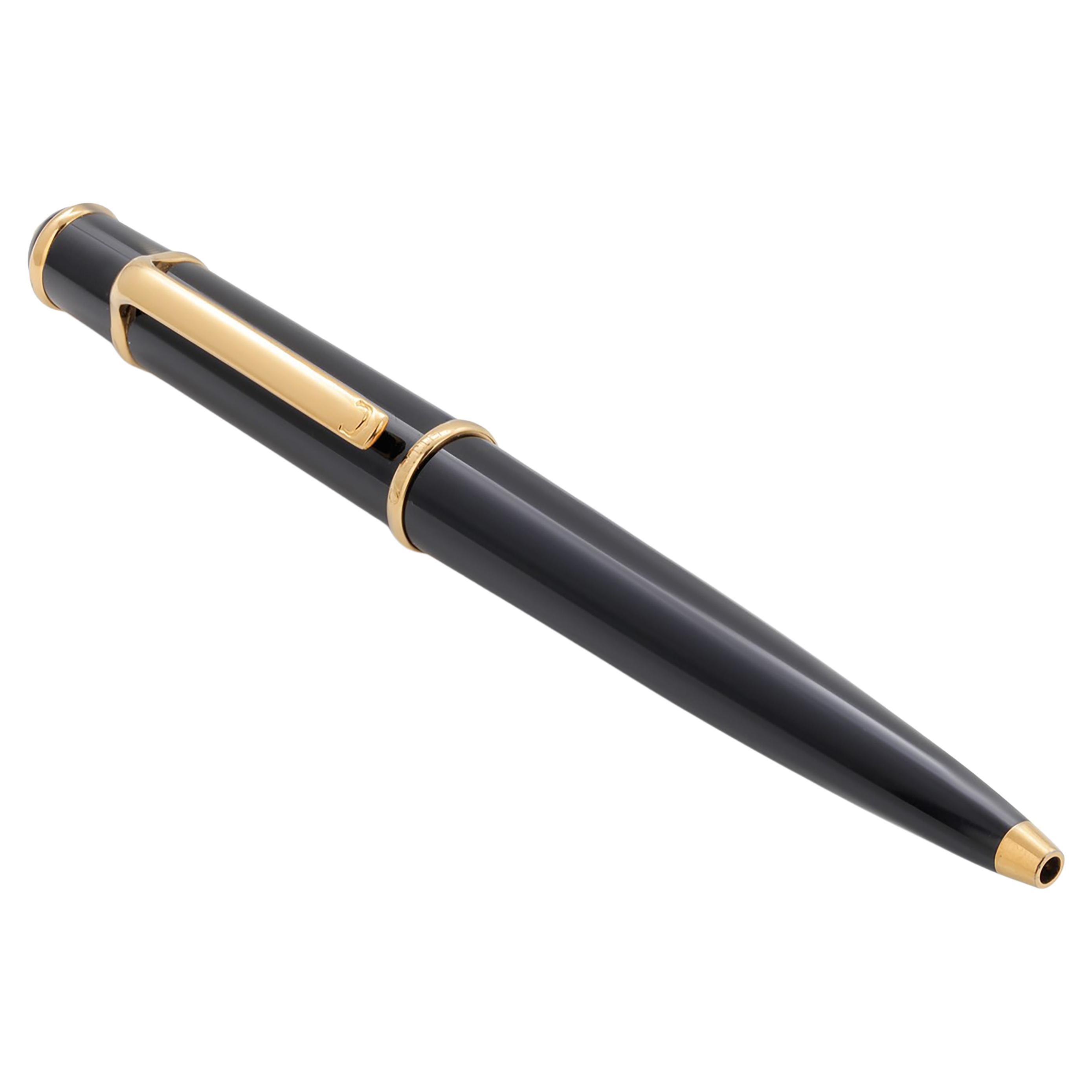 Vintage R DE Cartier Black Composite Golden Finish Ballpoint Pen