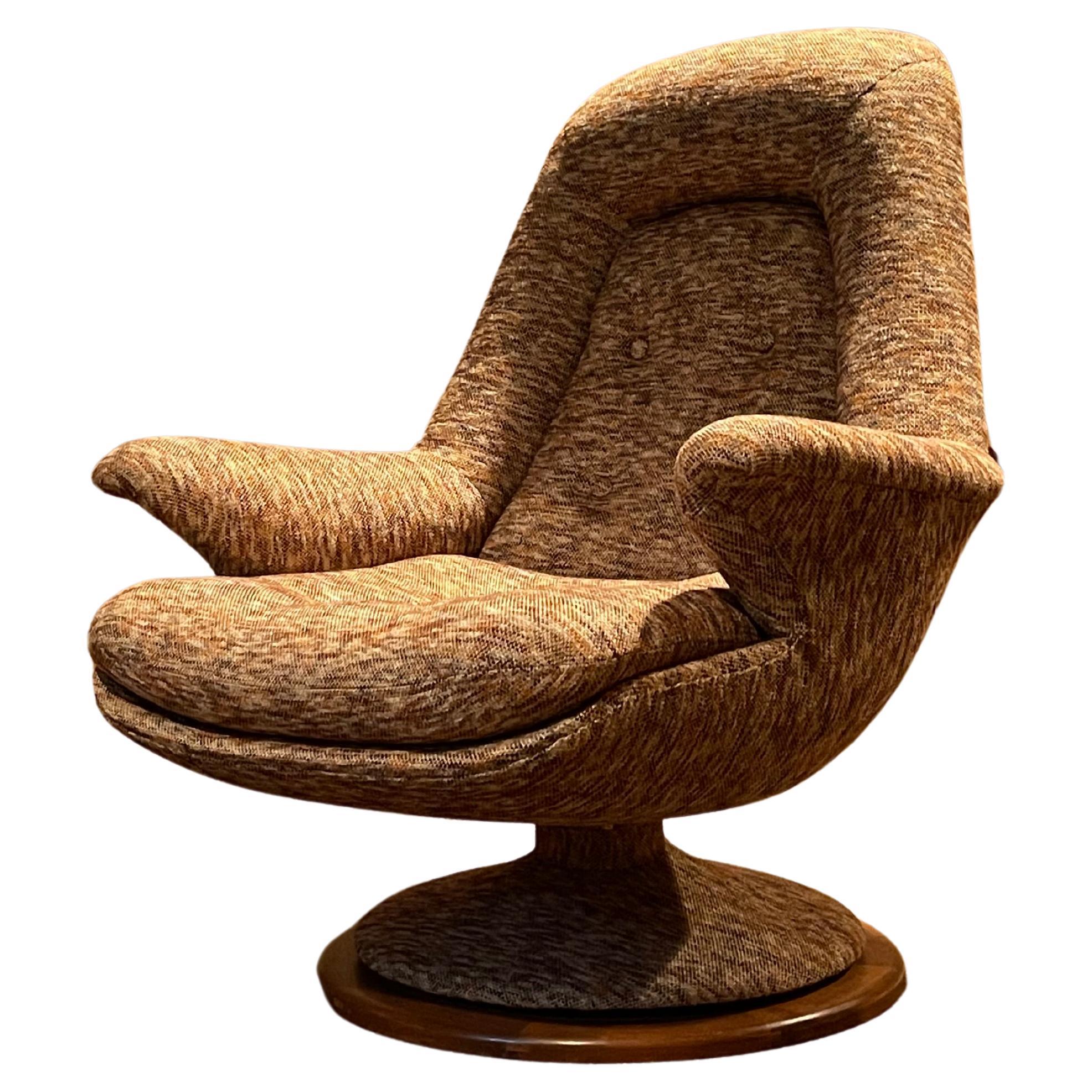 Vintage R Huber Teak Swivel Chair For Sale
