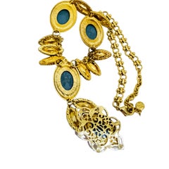 Vintage R J GRAZIANO gold lapis coral turquoise designer runway necklace