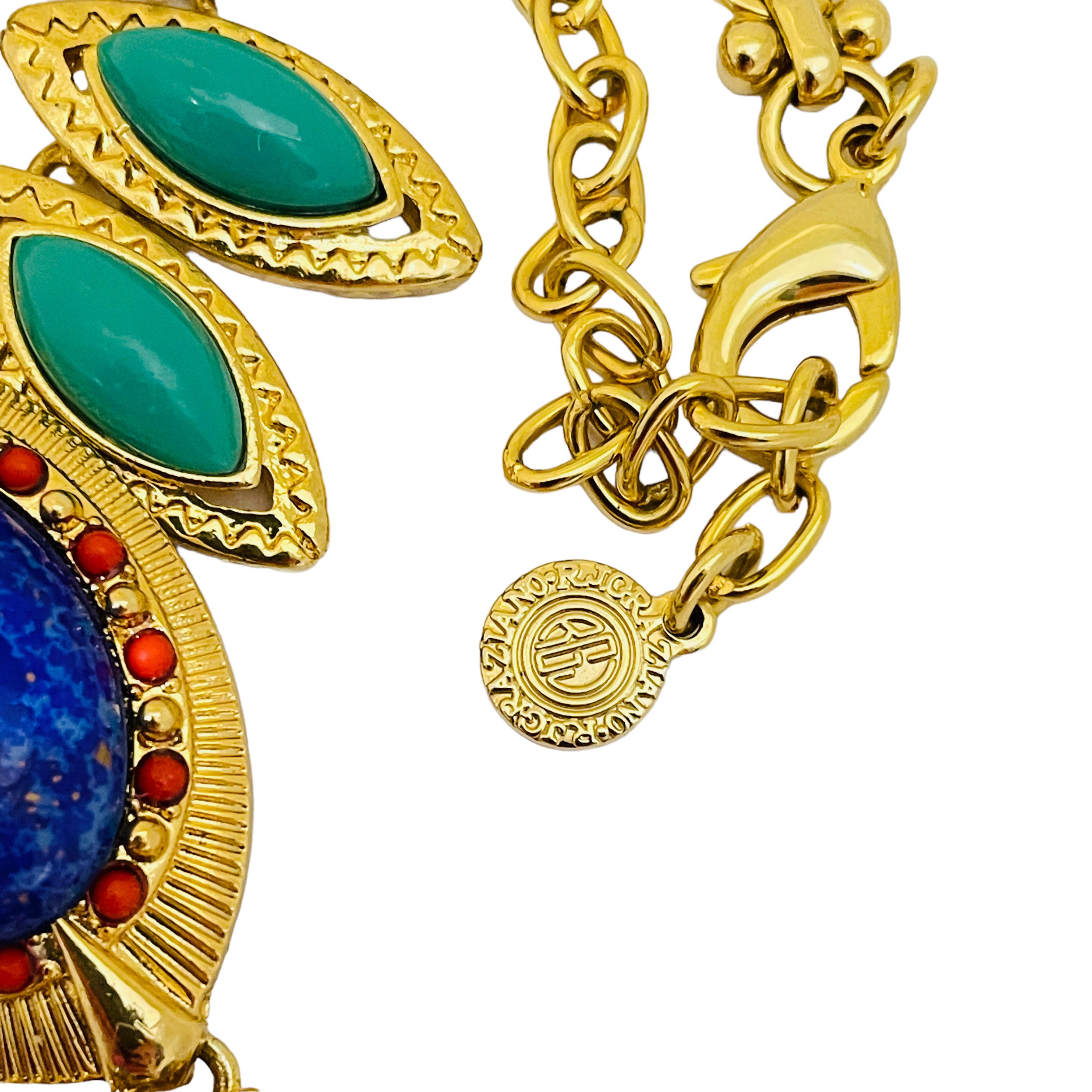 Vintage R J GRAZIANO or lapis corail turquoise collier de designer Excellent état - En vente à Palos Hills, IL