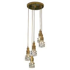 Vintage RAAK Five Glass Pendant Cascading Light Fixture