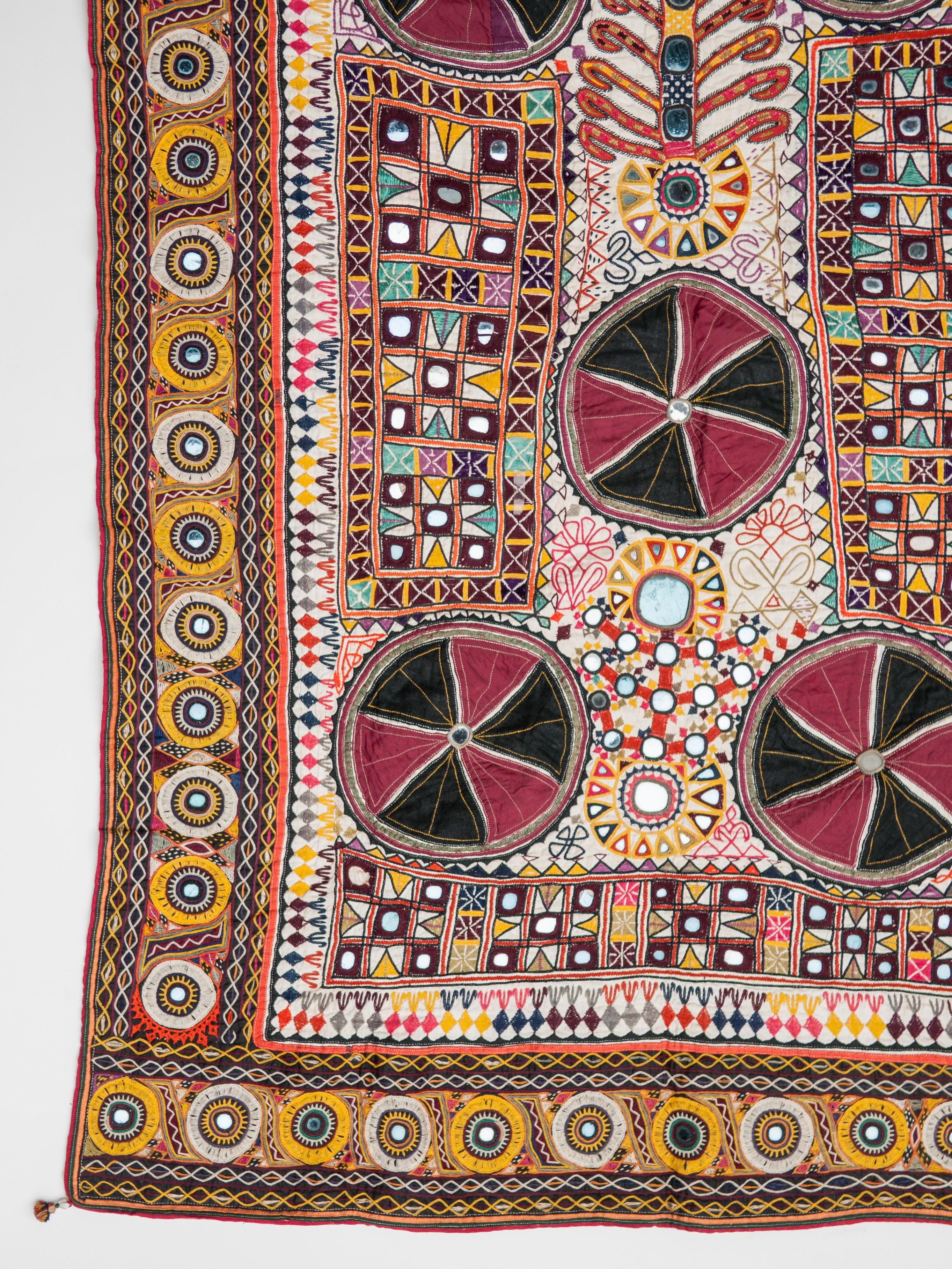 Vintage Rabari Embroidered Quilt Cover, Gujarat, India, Mid-20th Century In Good Condition In Point Richmond, CA