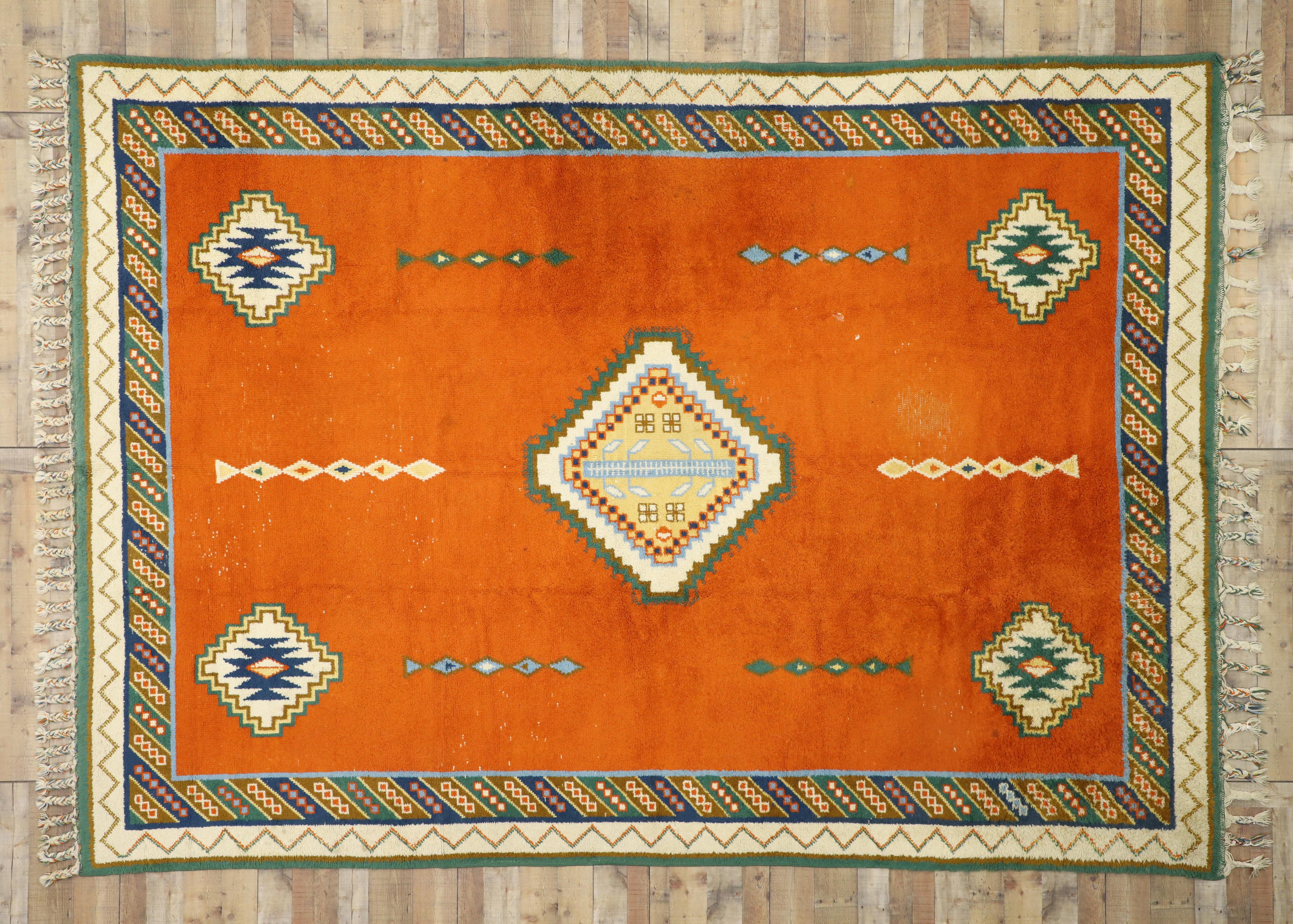 Tribal Vintage Rabat Moroccan Area Rug, Oversize Rug, Palace Size Carpet