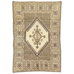 Retro Rabat Moroccan Medallion Rug with Transylvanian Anatolian Style