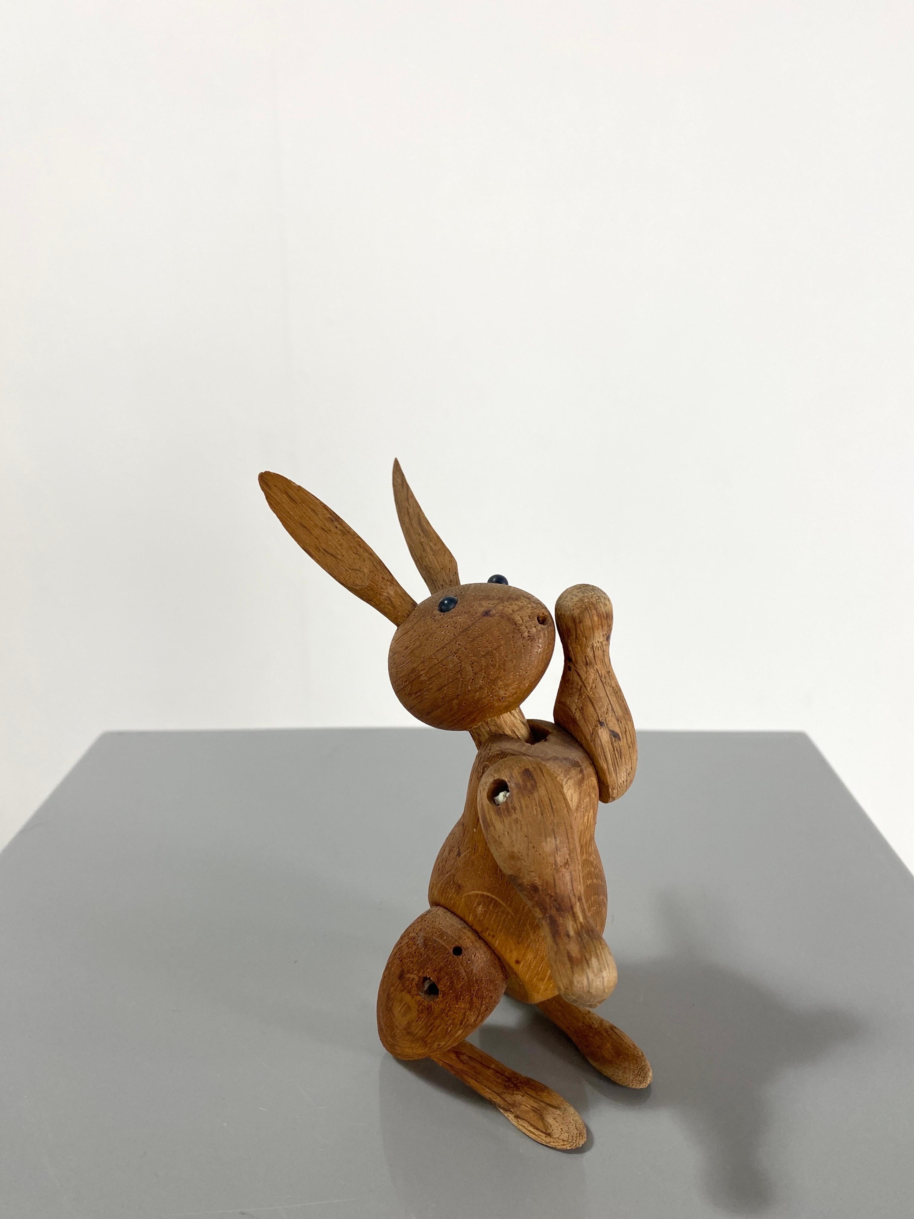 Oak Vintage Rabbit Figurine by Kay Bojesen, It Was Designed in 1957, This is an Exam