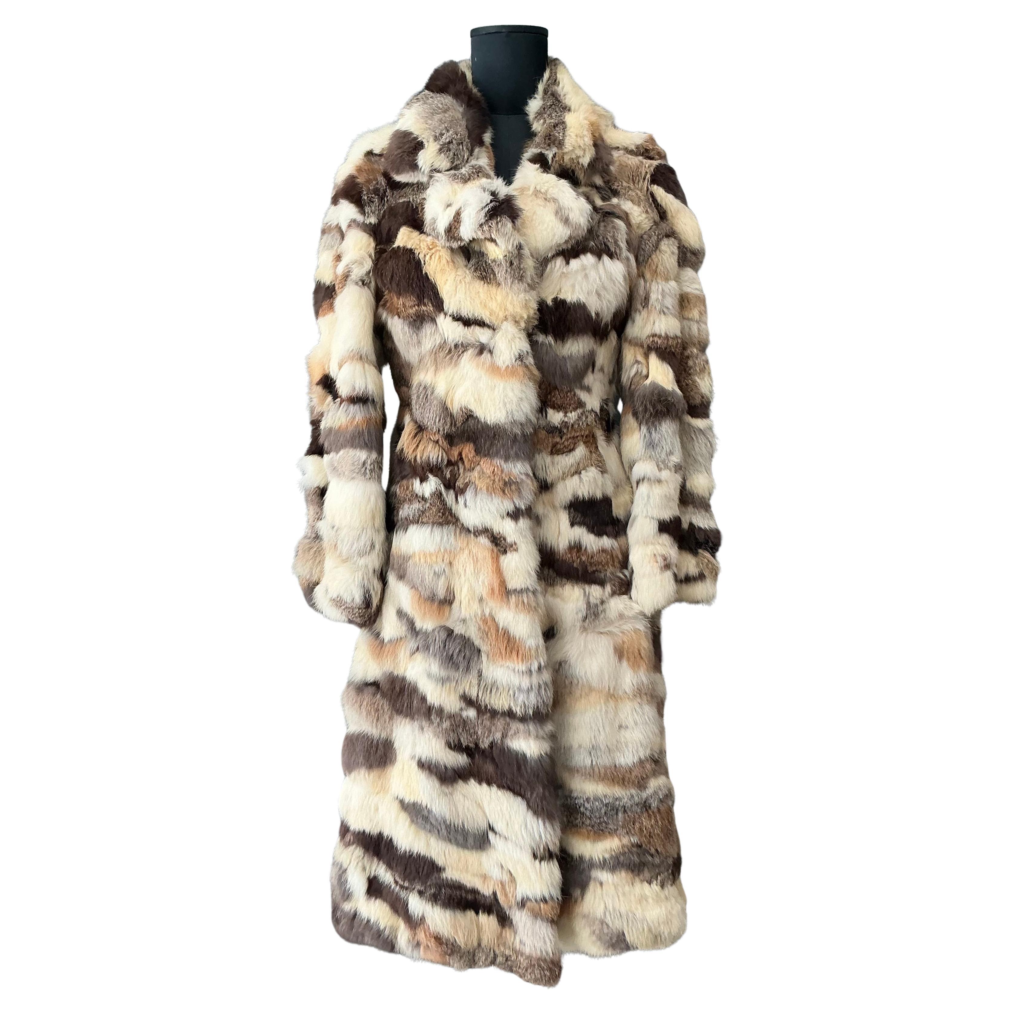Vintage Rabbit Fur Fully Lined Coat For Sale