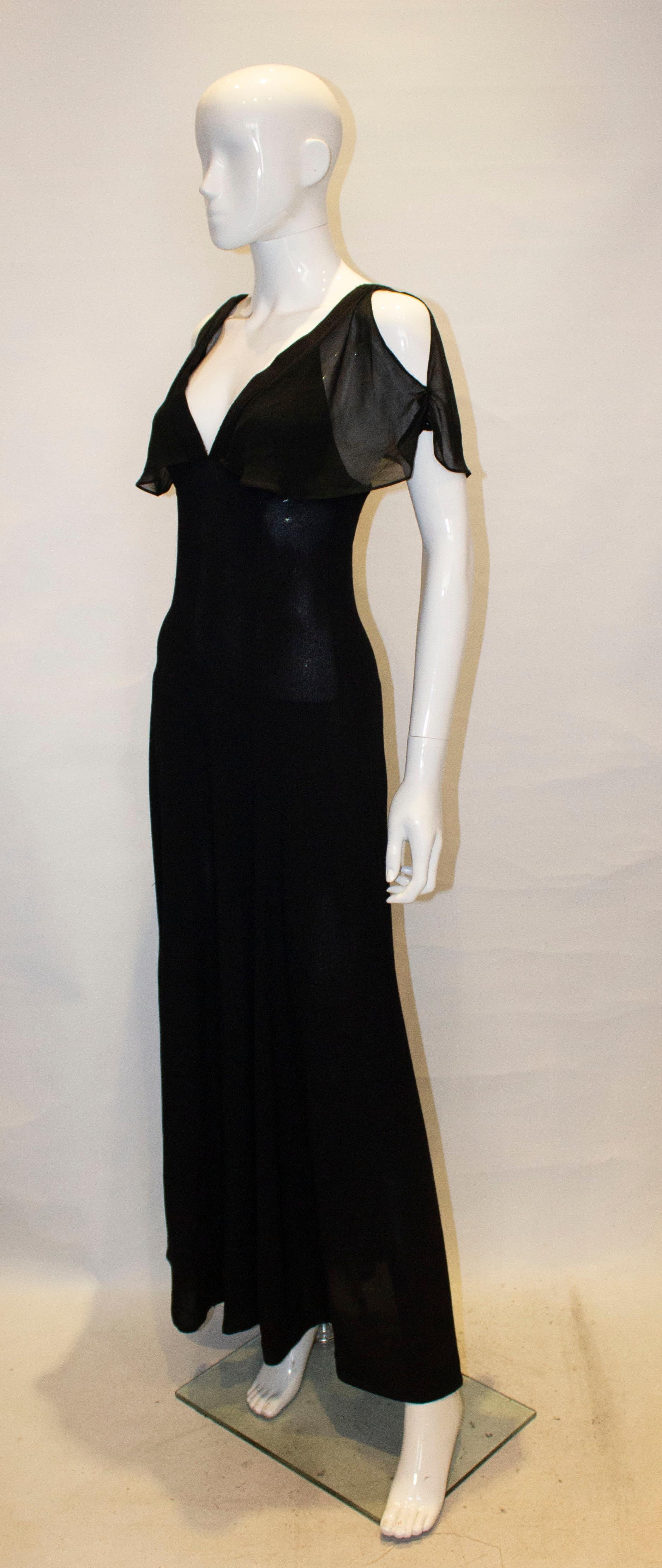 Vintage Radley Black Moss Crepe Evening Dress In Good Condition In London, GB