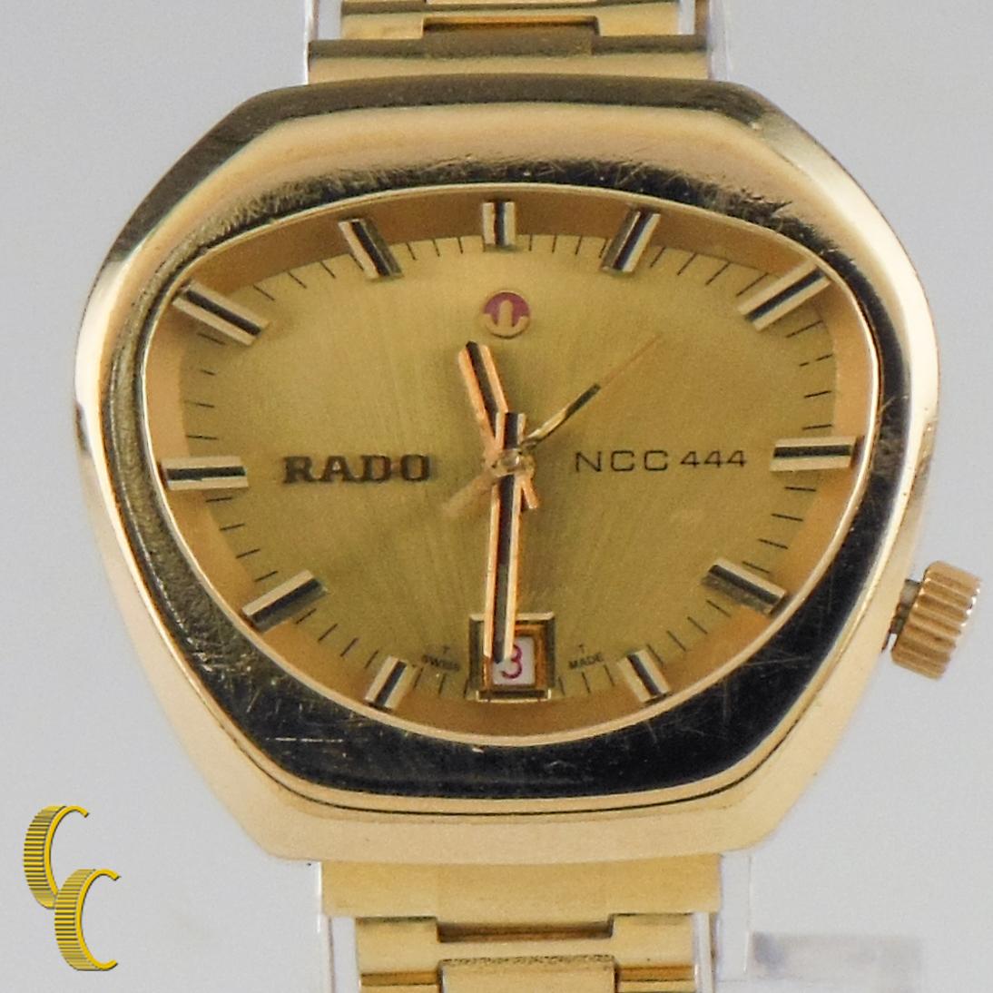 Modern Vintage Rado NCC 444 Gold Plated Automatic Women's Wristwatch (558.3018.2) For Sale