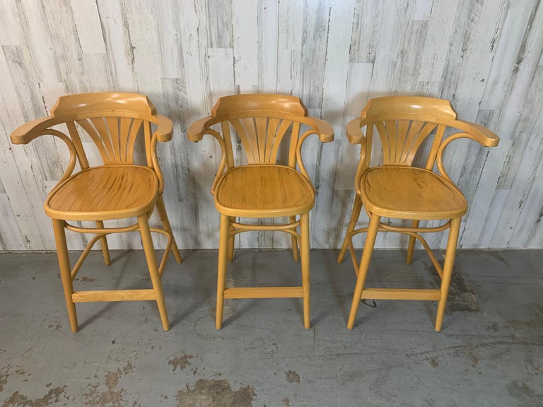 Vintage Radomsko ZMG Polish Bentwood Bar Stool Chairs at 1stDibs
