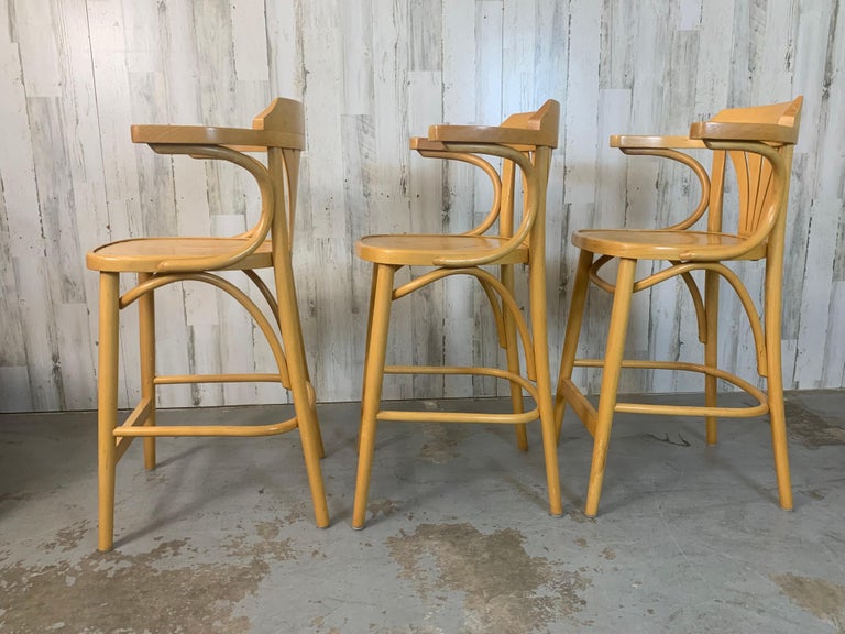 Vintage Radomsko ZMG Polish Bentwood Bar Stool Chairs at 1stDibs