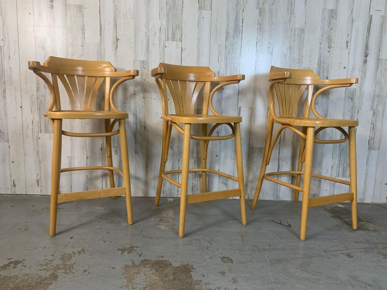 Vintage Radomsko ZMG Polish Bentwood Bar Stool Chairs at 1stDibs