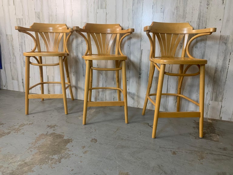 Vintage Radomsko ZMG Polish Bentwood Bar Stool Chairs at 1stDibs