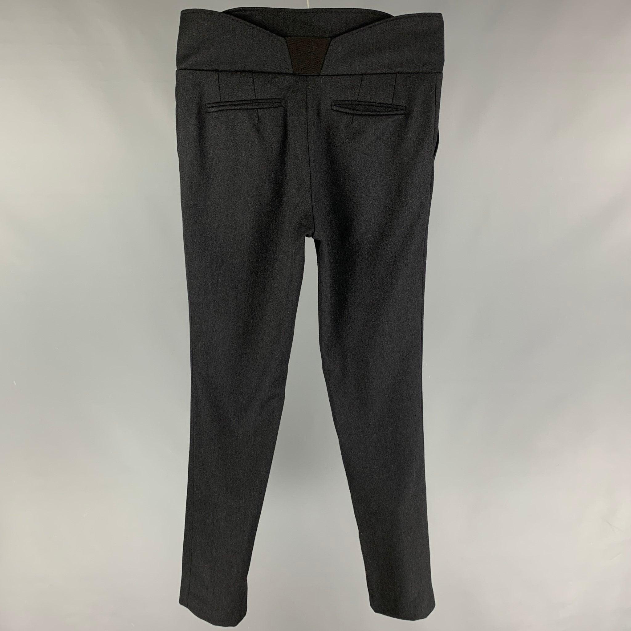 Vintage RAF SIMONS Fall 2016 Size 34 Black Wool High Waisted Dress Pants In Good Condition In San Francisco, CA