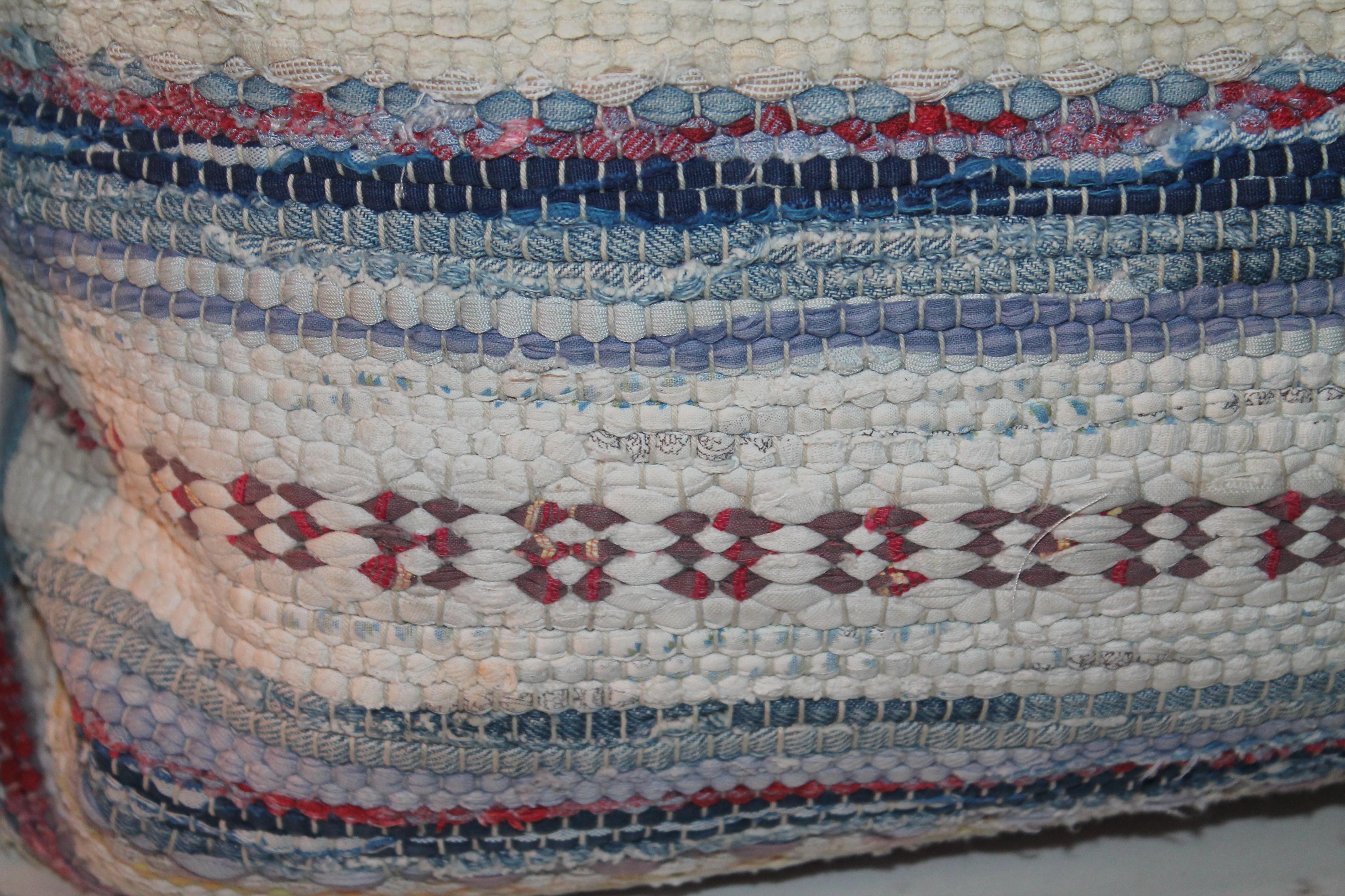American Vintage Rag Rug Pillows, Collection of Three For Sale