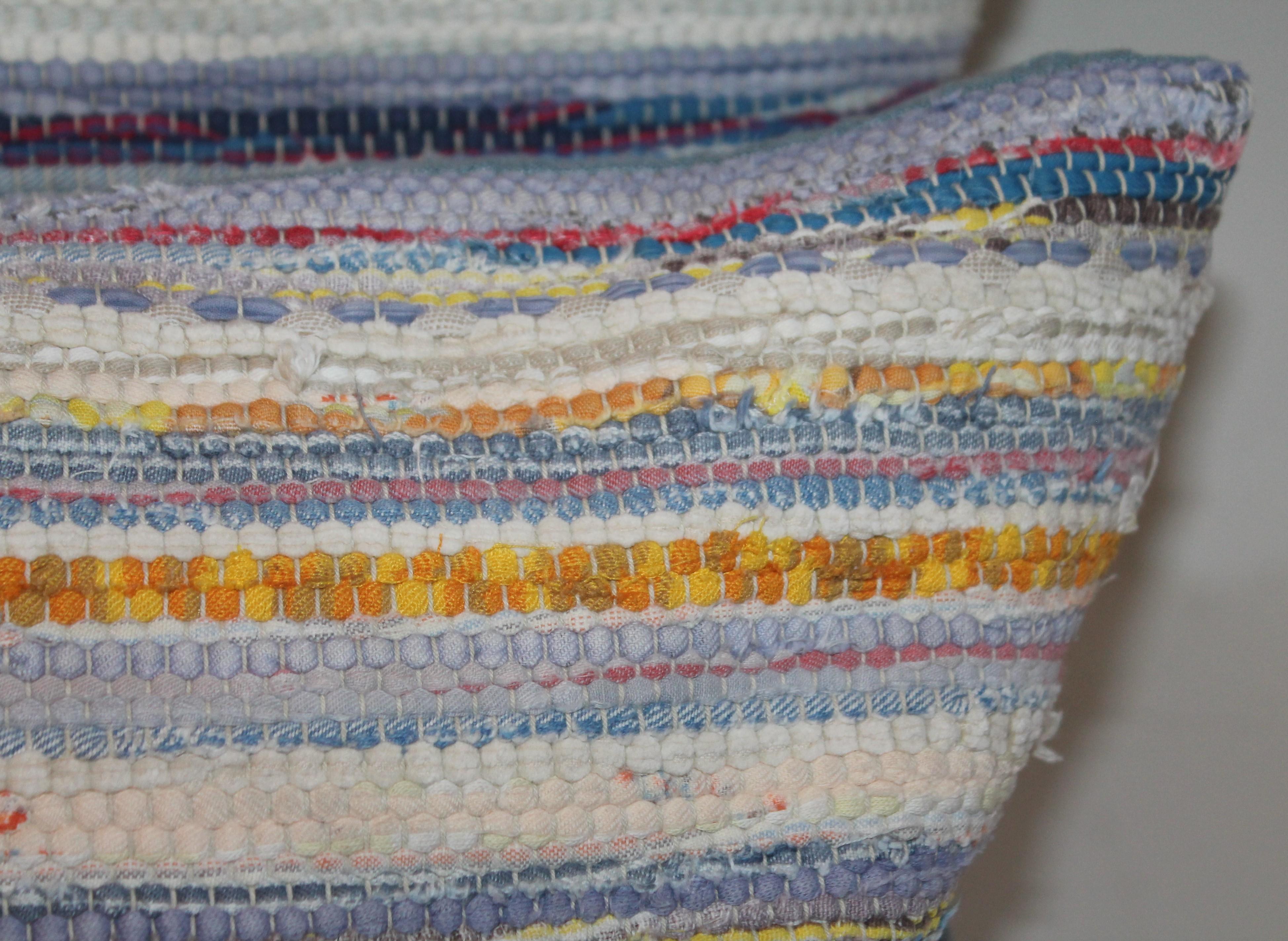 Hand-Crafted Vintage Rag Rug Pillows, Collection of Three For Sale