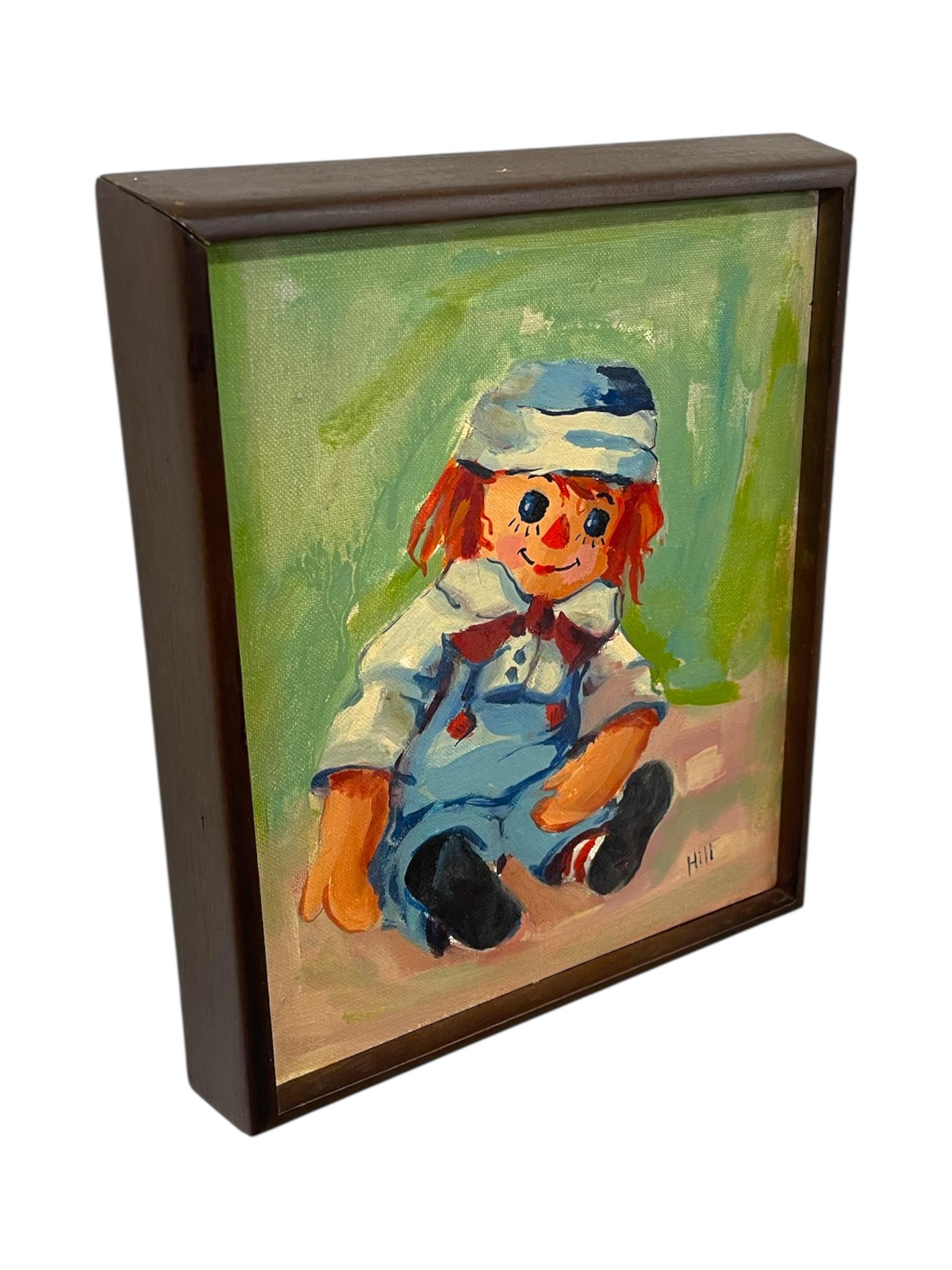 Ritratto di bambola in stile Raggedy Ann su tela Grumbacher d'epoca In condizioni buone in vendita a Seattle, WA