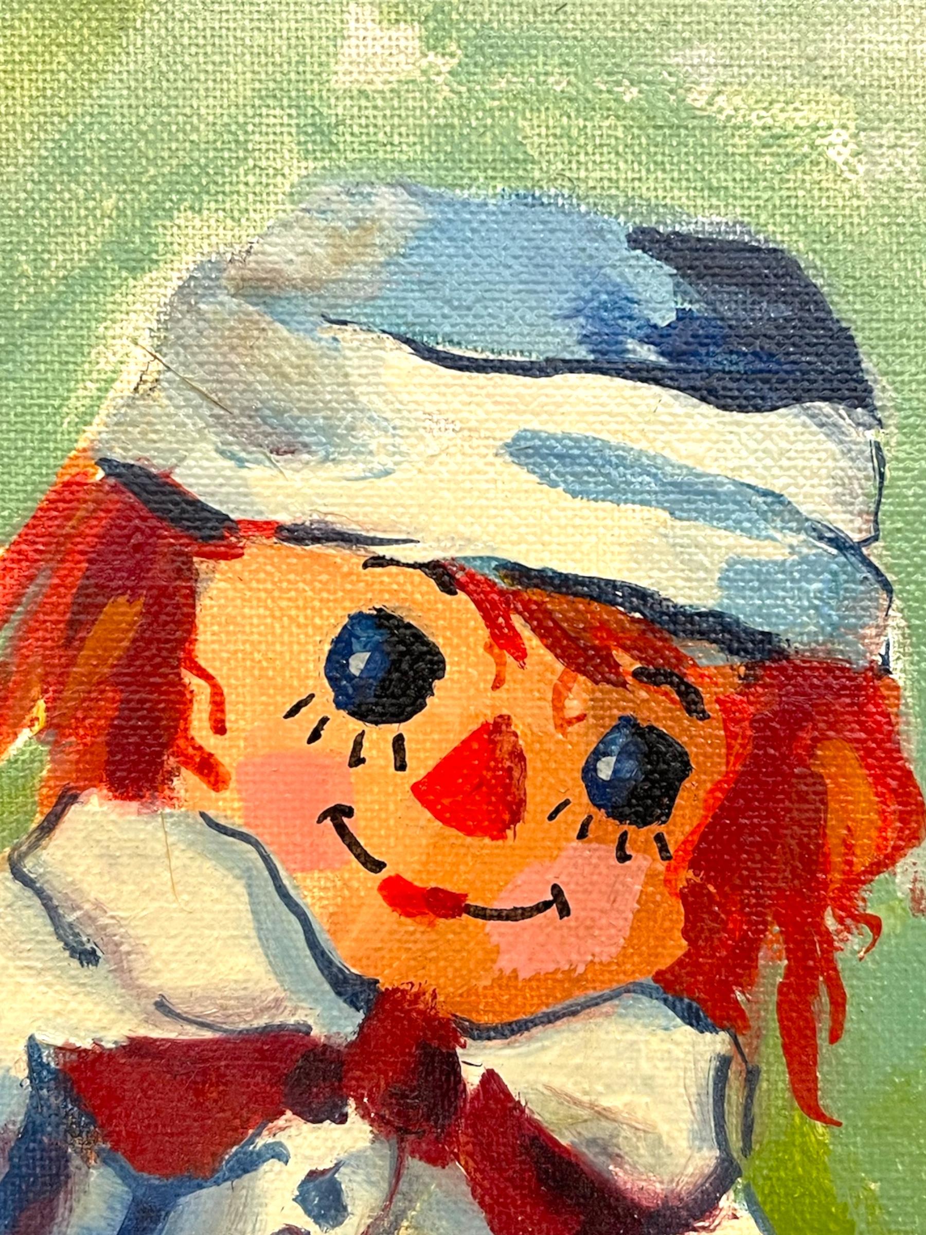 Tela Ritratto di bambola in stile Raggedy Ann su tela Grumbacher d'epoca in vendita