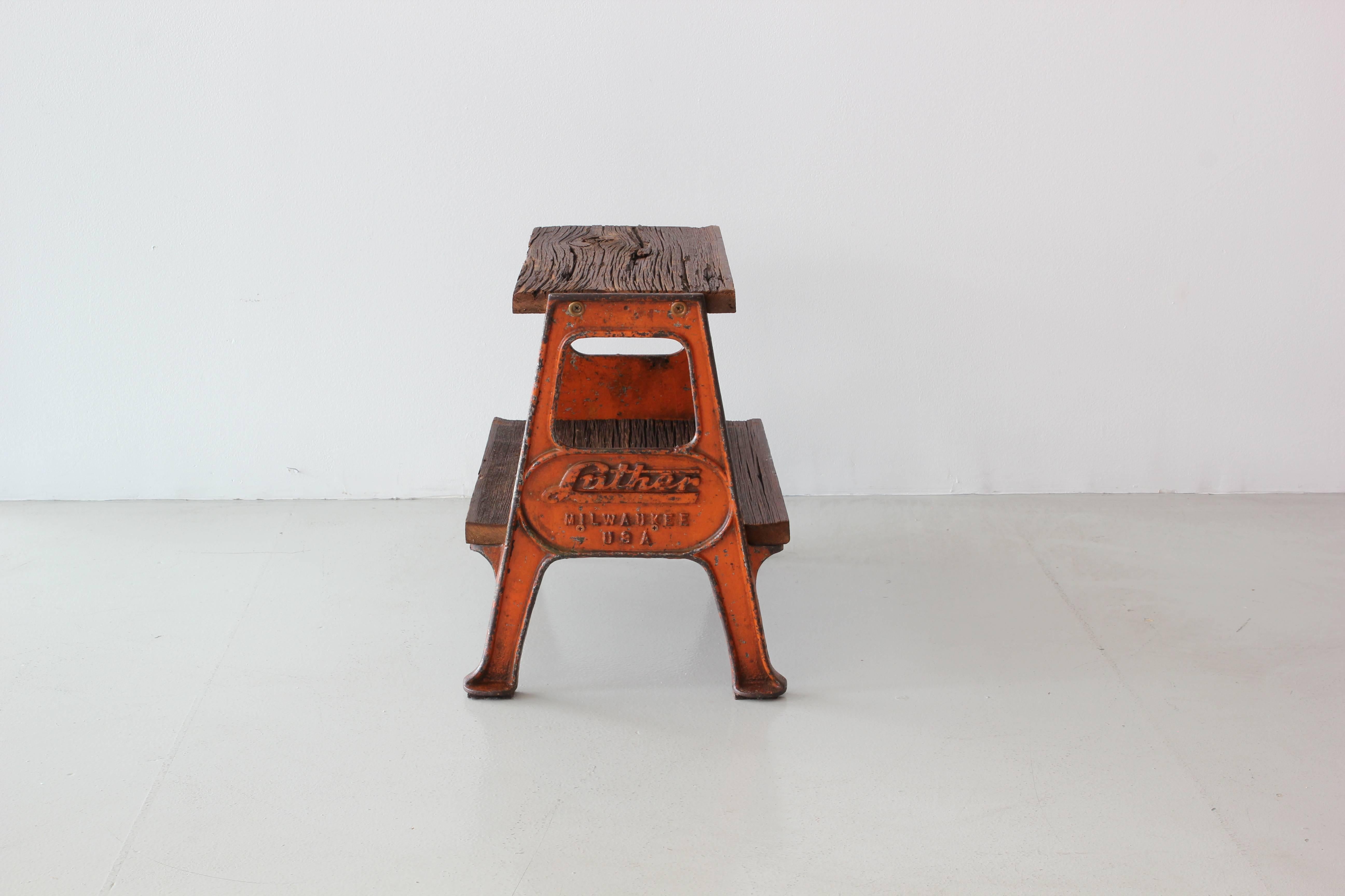 Vintage Railroad Step Stool In Distressed Condition In Beverly Hills, CA