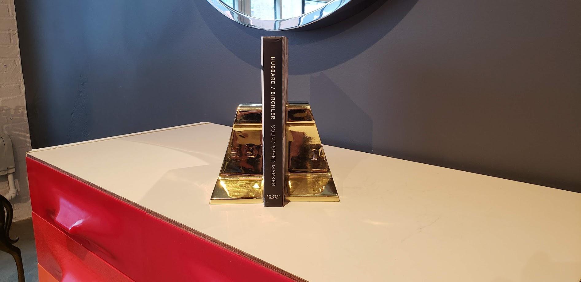 Vintage Railroad Tie Bookends, Restored in Mirror-Polished Brass In Good Condition In New York, NY