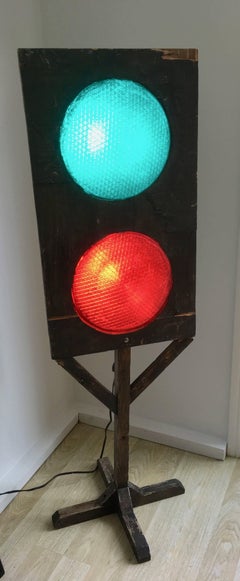 Vintage Railroad Track Folk Art Stoplight