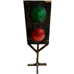 Vintage Railroad Track Folk Art Stoplight