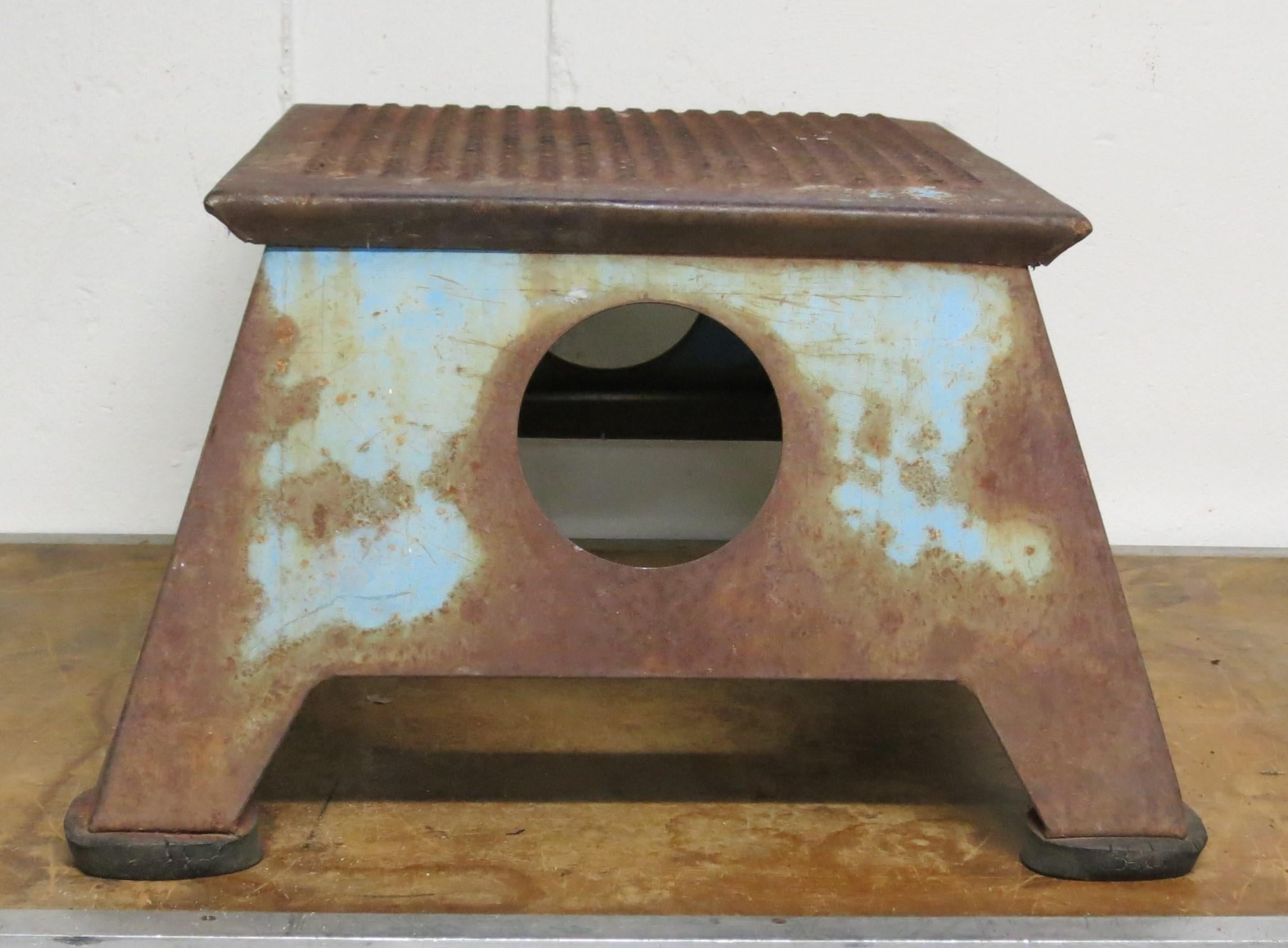 Vintage railroad train conductor’s step. In original blue paint. It is 20