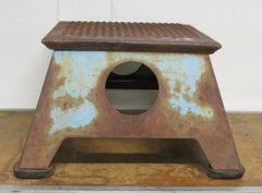 Vintage Railroad Train Conductor Step Stool Original Blue