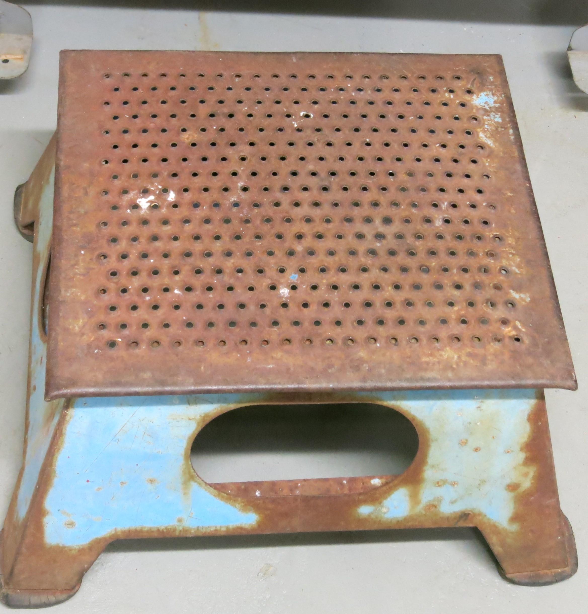 Industrial Vintage Railroad Train Conductor Step Stool Original Blue For Sale