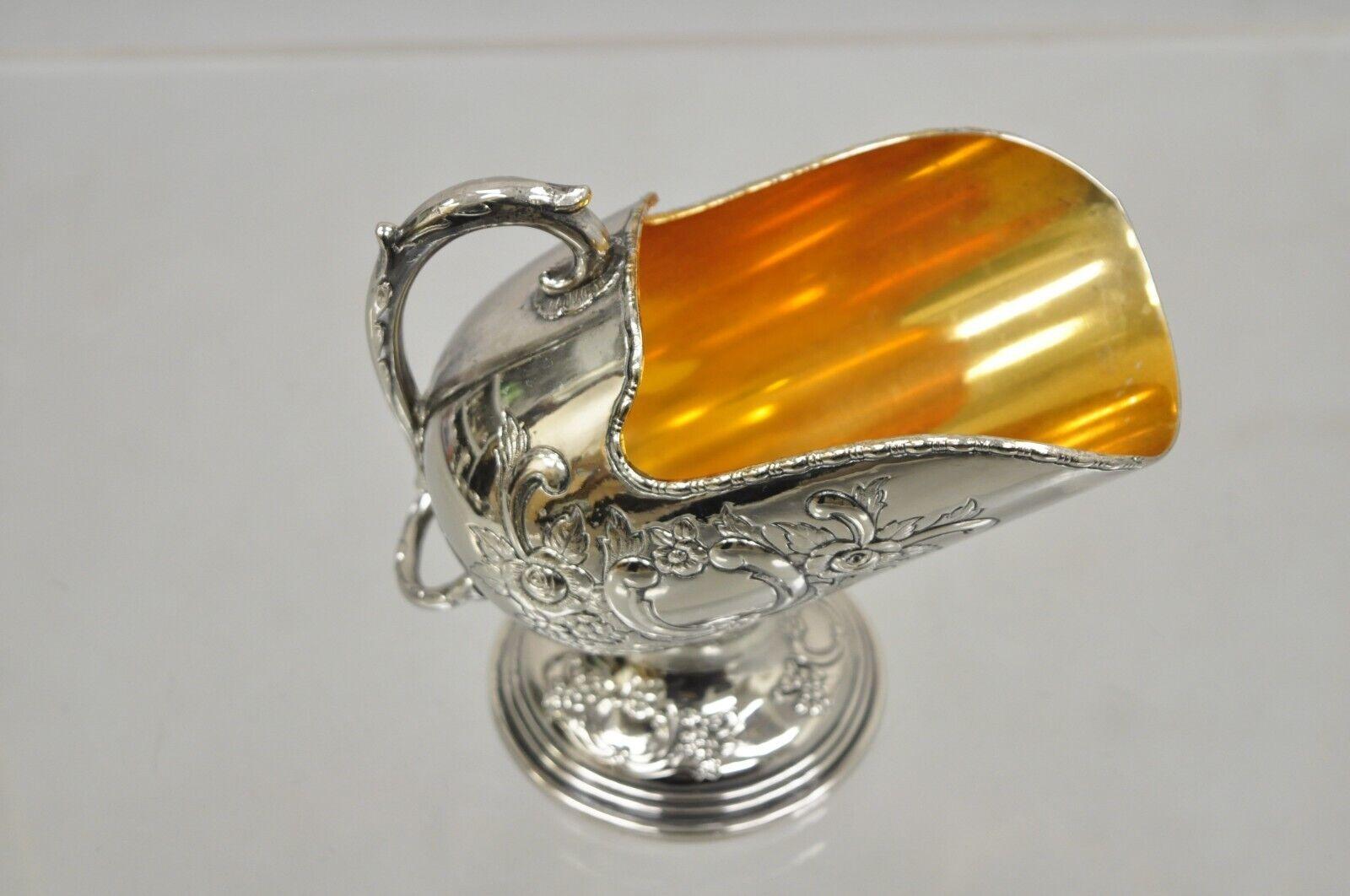 Vintage Raimond Sugar Scuttle Bowl Victorian Pedestal Silver Plated and Copper For Sale 6