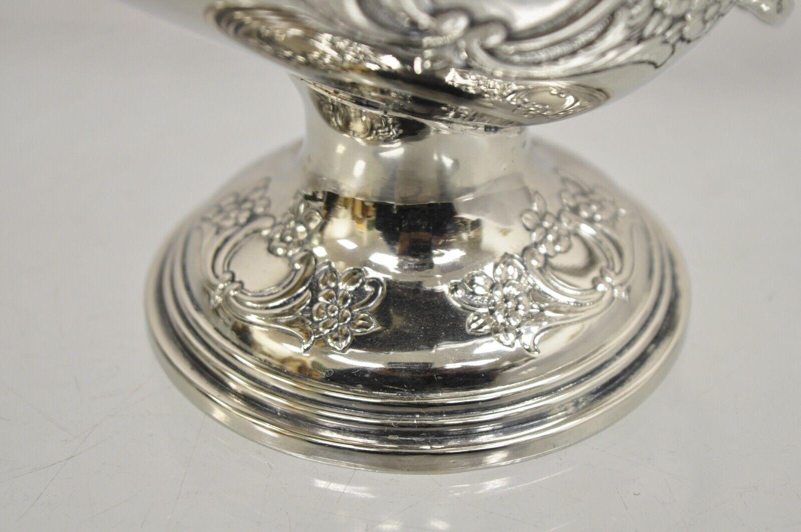 Vintage Raimond Sugar Scuttle Bowl Victorian Pedestal Silver Plated and Copper For Sale 1