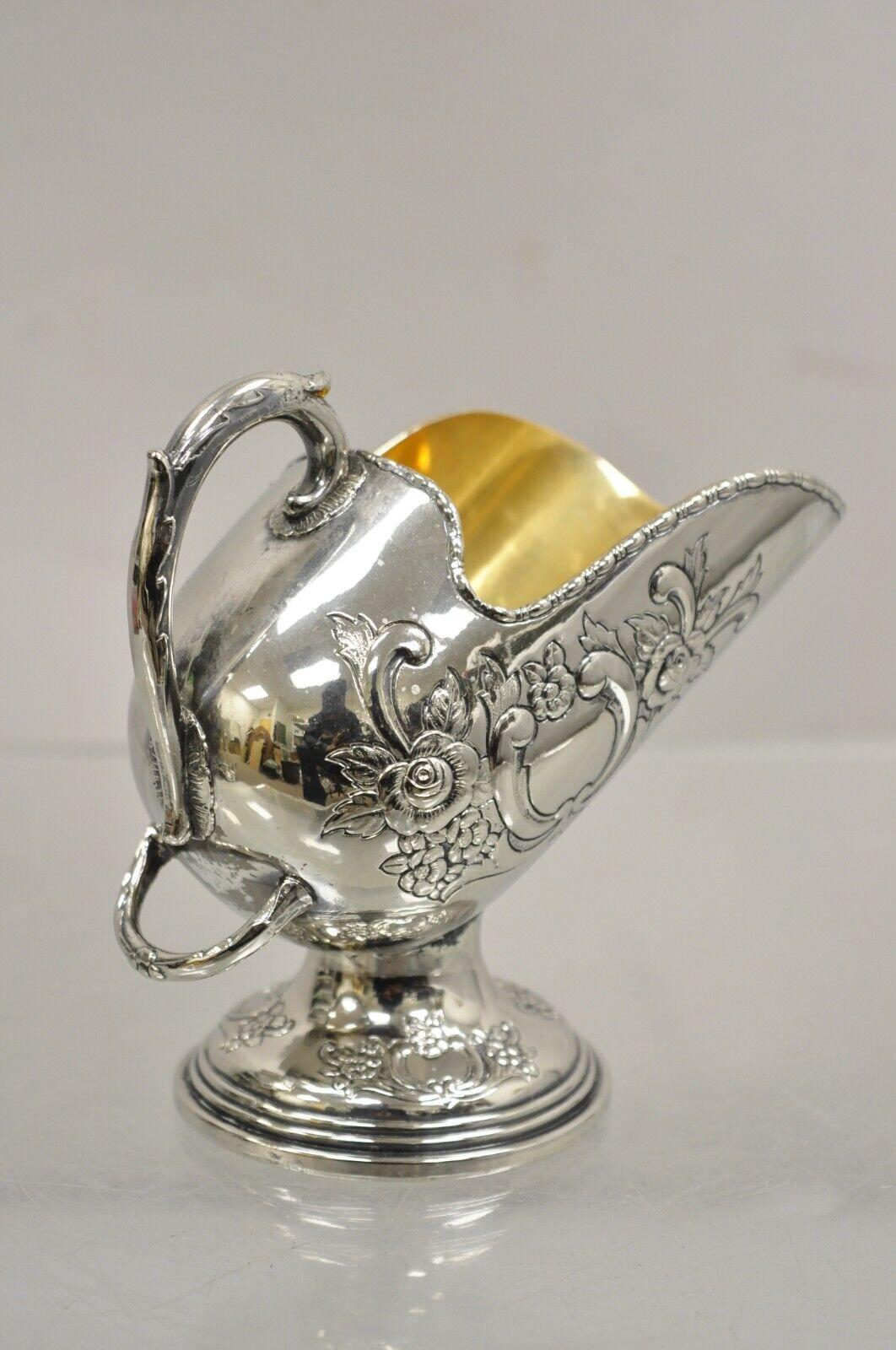 Vintage Raimond Sugar Scuttle Bowl Victorian Pedestal Silver Plated and Copper For Sale 2