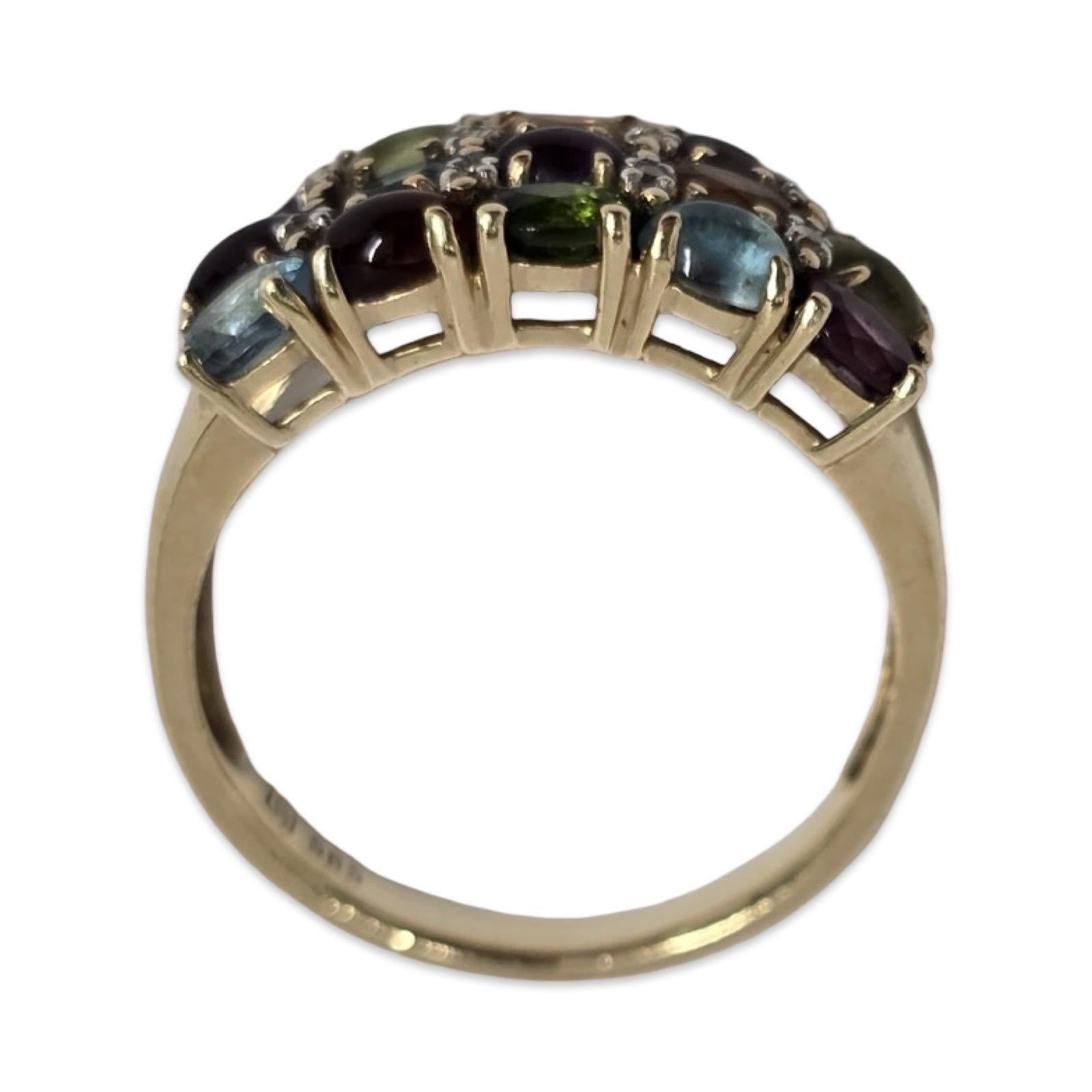 Vintage Bybow Diamonds 6tcw Multi-Gem Dome Ring with Diamond Accents 14k Gold Pour femmes en vente