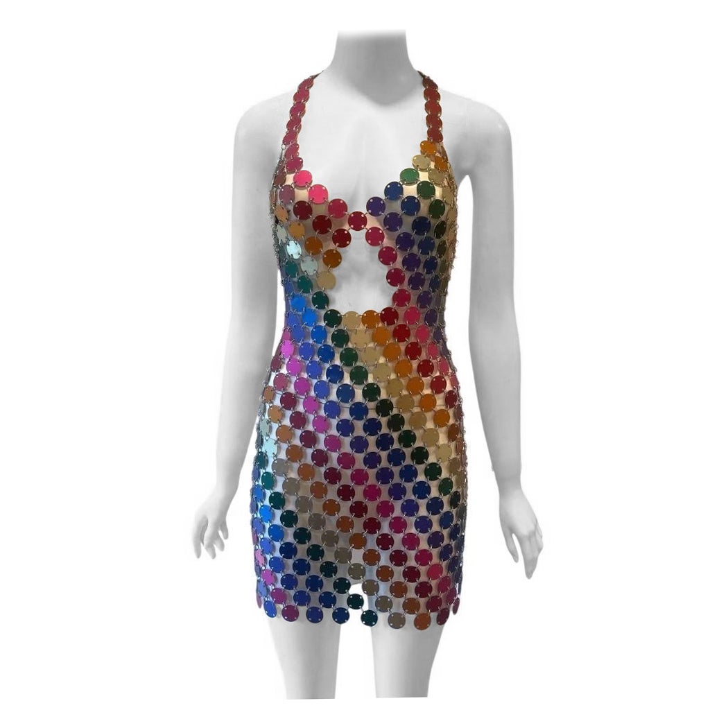 Vintage Rainbow Disc Dress