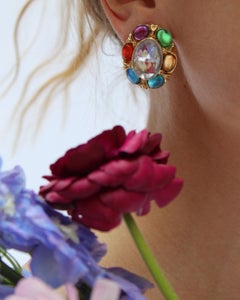 Vintage Rainbow Gem Stud Earrings