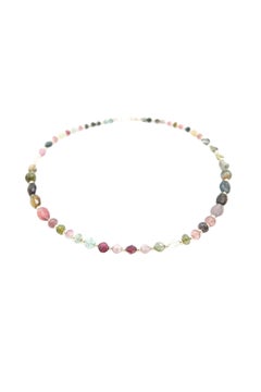Rainbow Tourmaline Beaded Necklace with 18k Gold Spacers