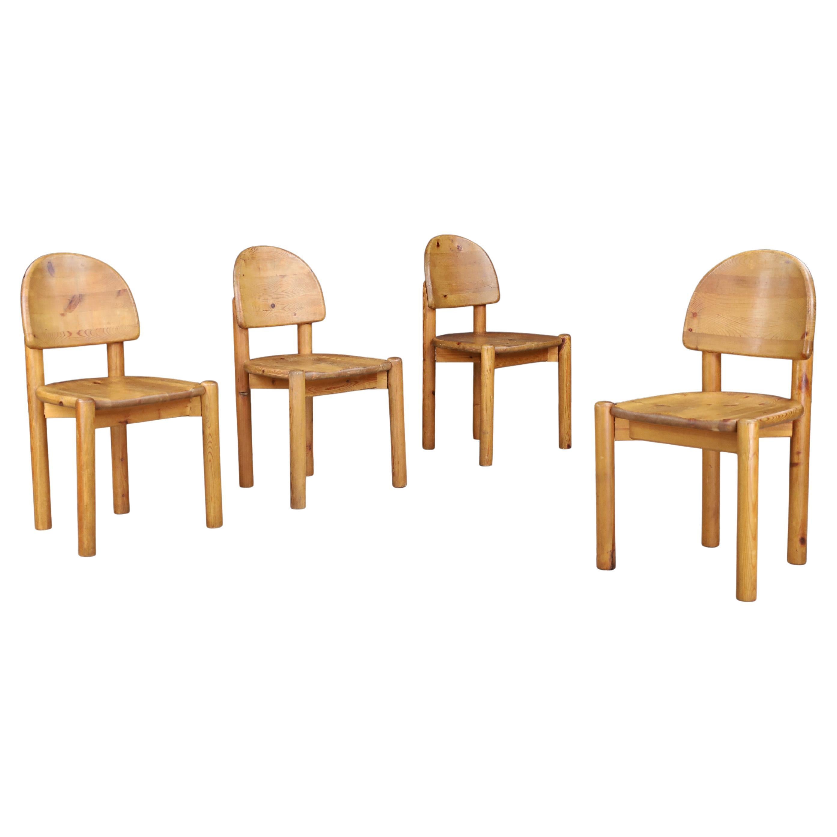 Vintage Rainer Daumiller Chaises de salle à manger en pin massif - Lot de 4 The Modern Scandinavian en vente