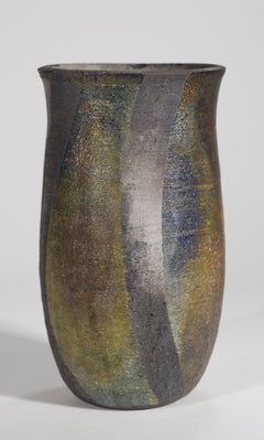 Vintage Raku Vase, Signed, American Art Studio Pottery