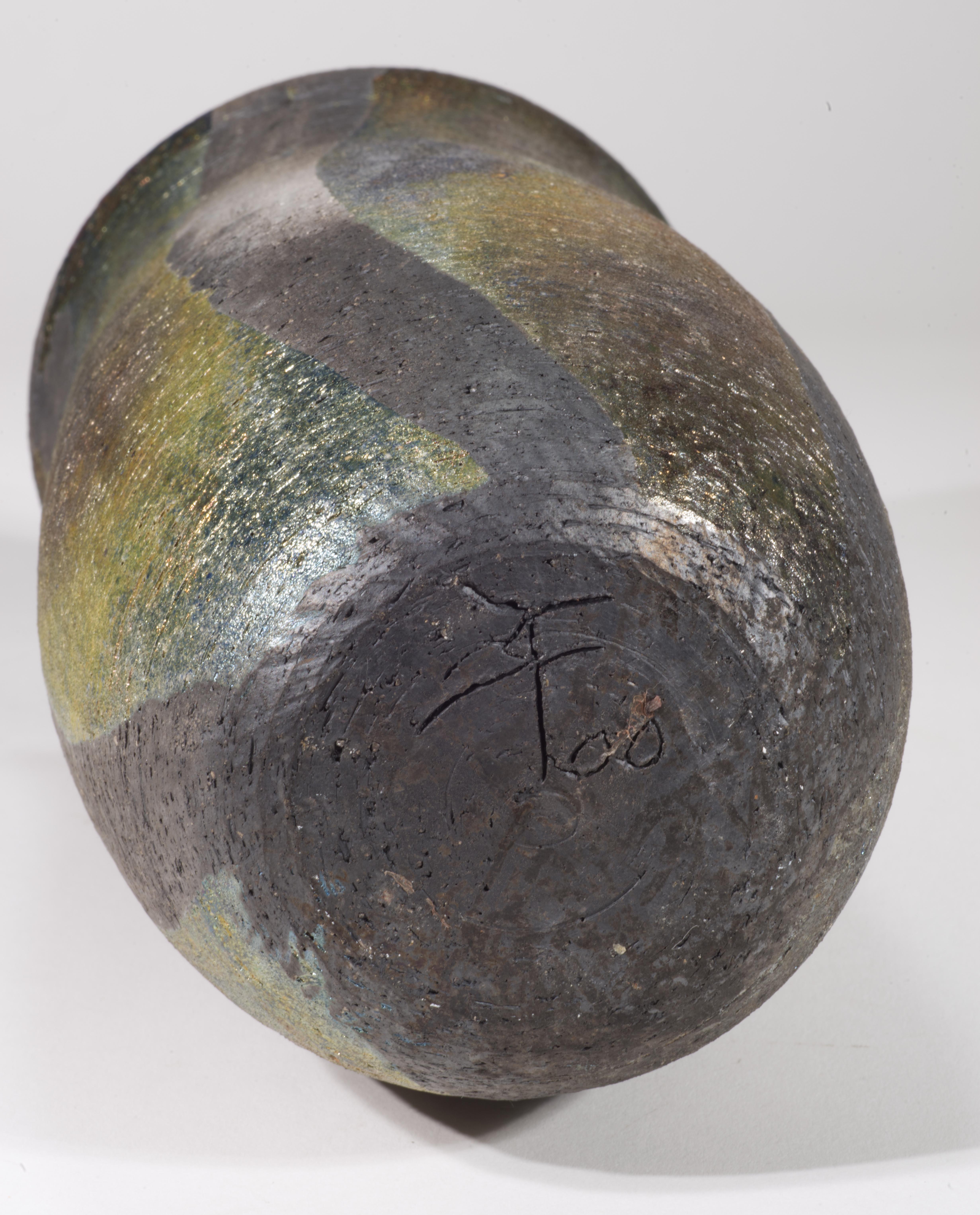 Vaso Raku d'epoca, firmato, Studio Pottery Americano In condizioni buone in vendita a Clifton Springs, NY
