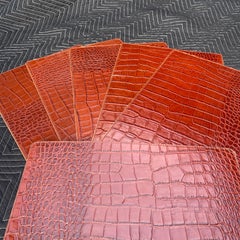 Vintage Ralph Lauren Alligator Embossed Bridle Leather Placemats, Set of 6