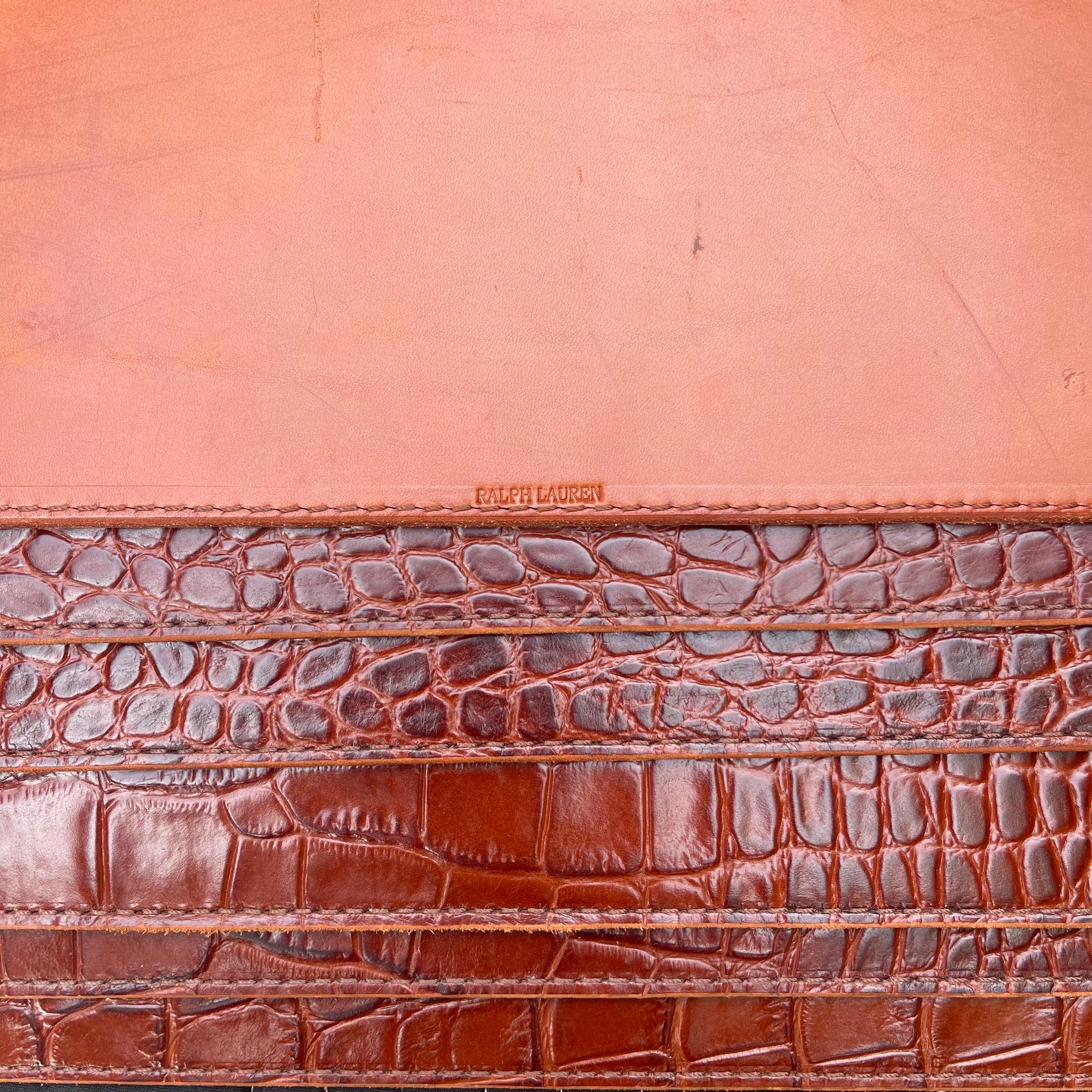Vintage Ralph Lauren Alligator Embossed Bridle Leather Placemats, Set of 6  5