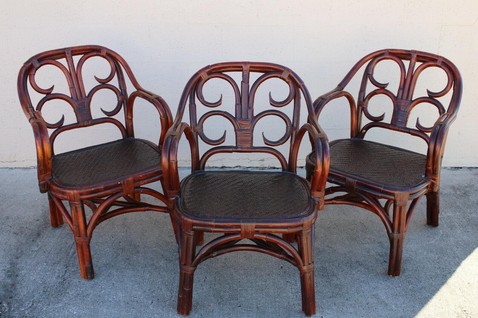 Organic Modern Set of 6 Ralph Lauren Collection Rattan Dining Chairs